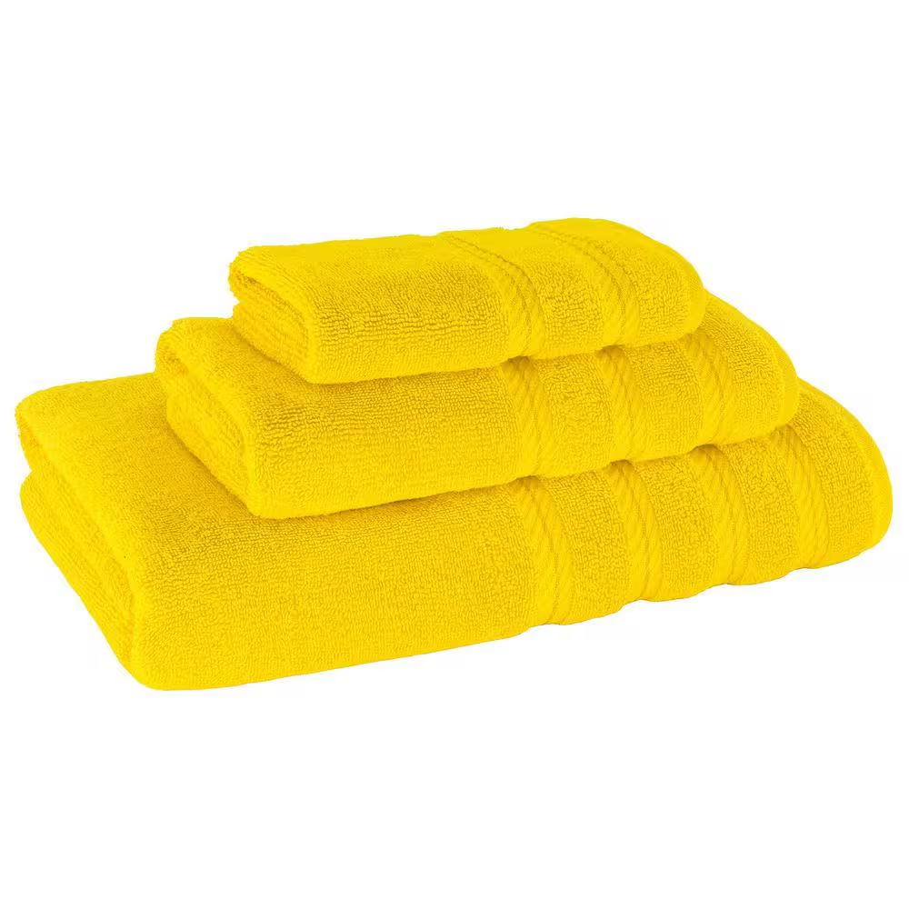 **Bath Towel Set 100% Turkish Cotton – 3 Piece Luxury Bathroom Towel Set, Soft, Fluffy, Highly Absorbent & Quick Dry, Includes Bath Towel, Hand Towel & Washcloth, Premium Turkish Cotton Towels – Lemon Yellow** - Image 2