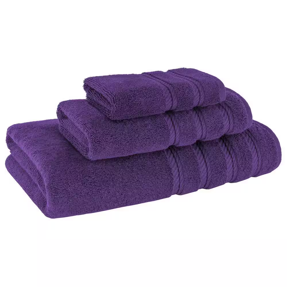 Bath Towel Set 100% Turkish Cotton 3 Piece Towels for Bathroom- Violet Purple - Image 2