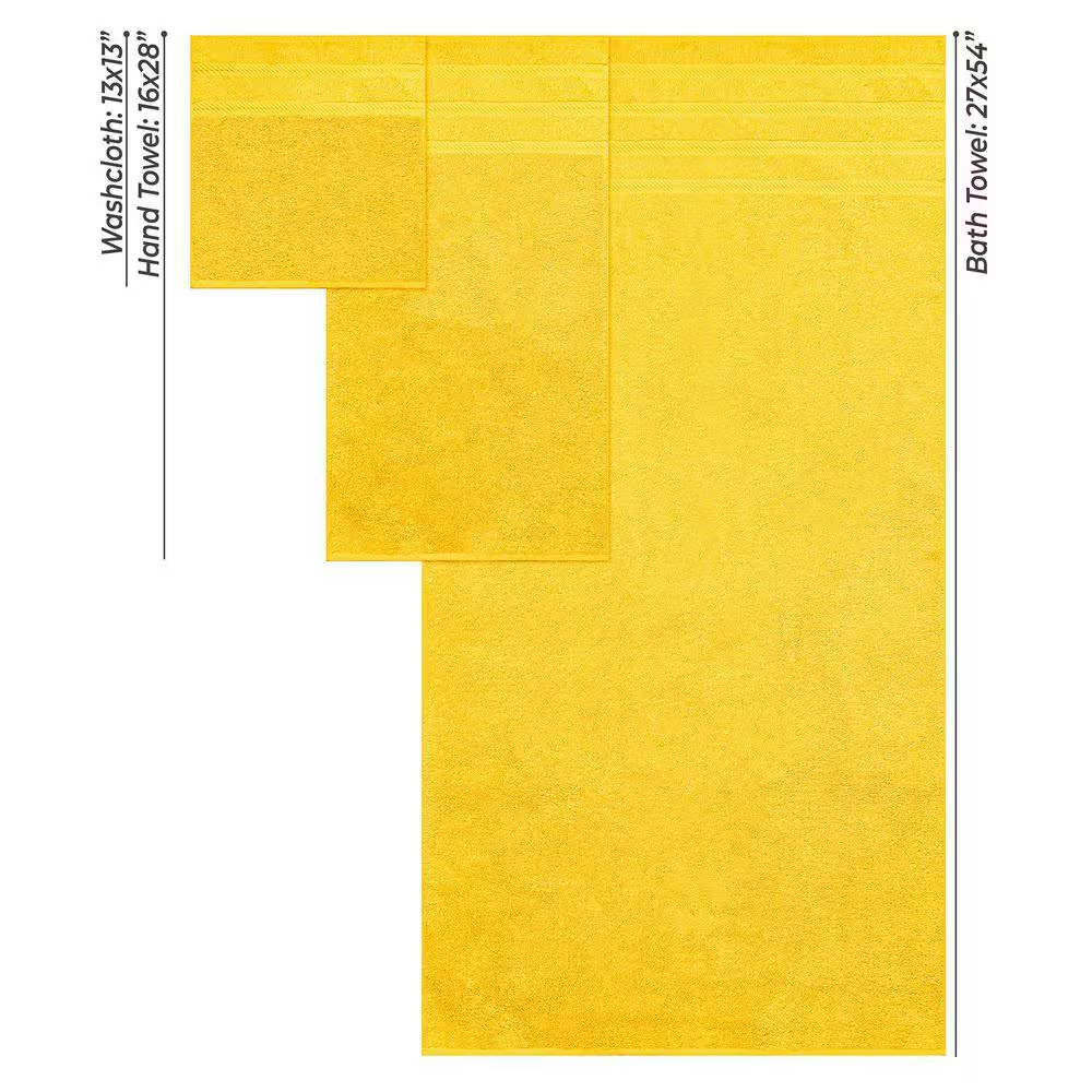 **Bath Towel Set 100% Turkish Cotton – 3 Piece Luxury Bathroom Towel Set, Soft, Fluffy, Highly Absorbent & Quick Dry, Includes Bath Towel, Hand Towel & Washcloth, Premium Turkish Cotton Towels – Lemon Yellow** - Image 3