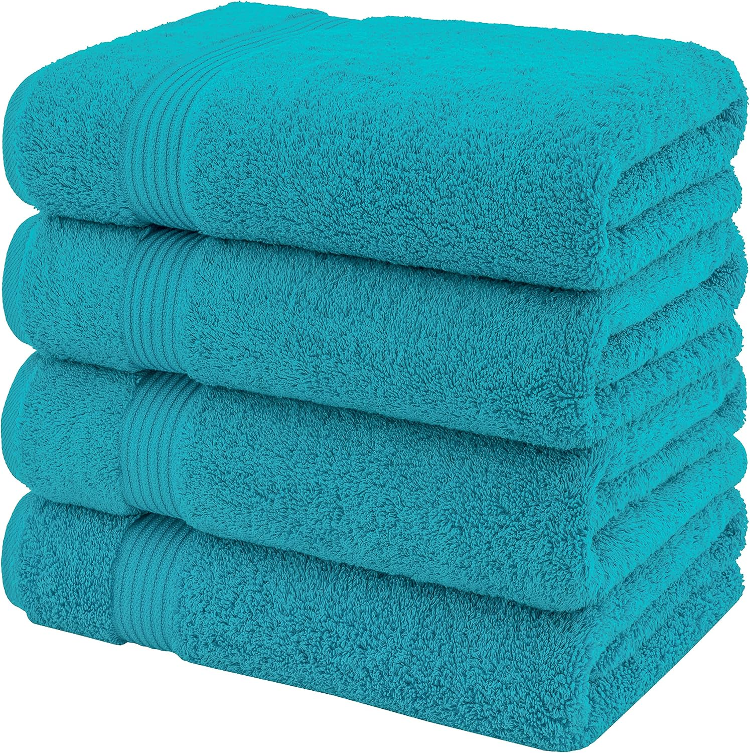 100% Cotton Turkish Bath Towels for Bathroom, 4 Pack, 27" x 54" Extra Large Premium Towels, Soft, Highly Absorbent & Quick Drying, Fluffy and Comfortable Bathroom Towels for Home, Hotel, Spa & Gym – Aqua Blue - Image 4