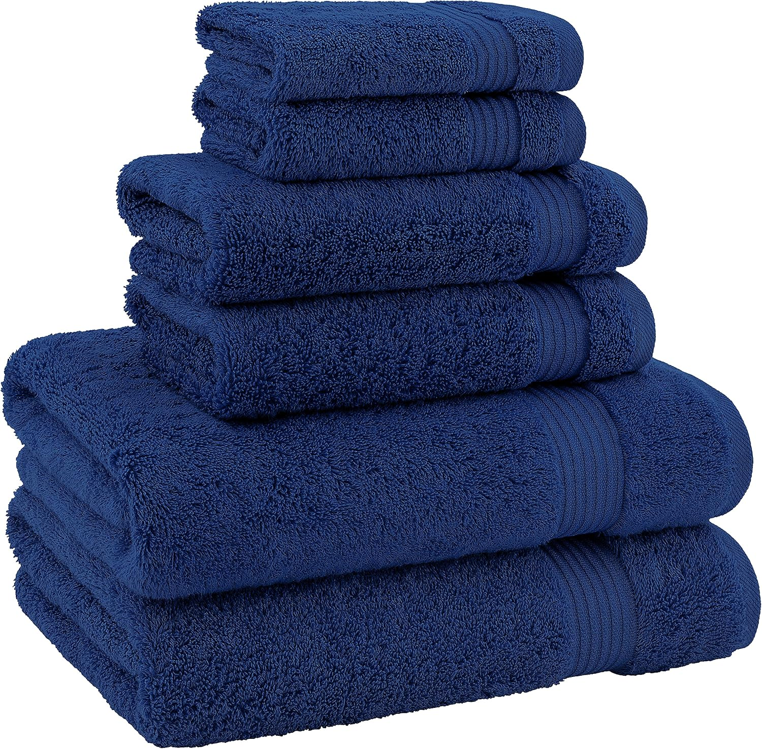 American Veteran 100% Cotton Turkish 6 Piece Luxury Towel Set - 2 Bath, 2 Hand, 2 Washcloths in Navy Blue - Image 4