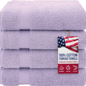 100% Cotton Turkish Bath Towels for Bathroom, 4 Pack, 27" x 54" Extra Large Premium Towels, Soft, Absorbent & Quick Drying, Fluffy Lightweight Luxury Bathroom Towels for Home, Spa, Hotel & Gym – Lilac
