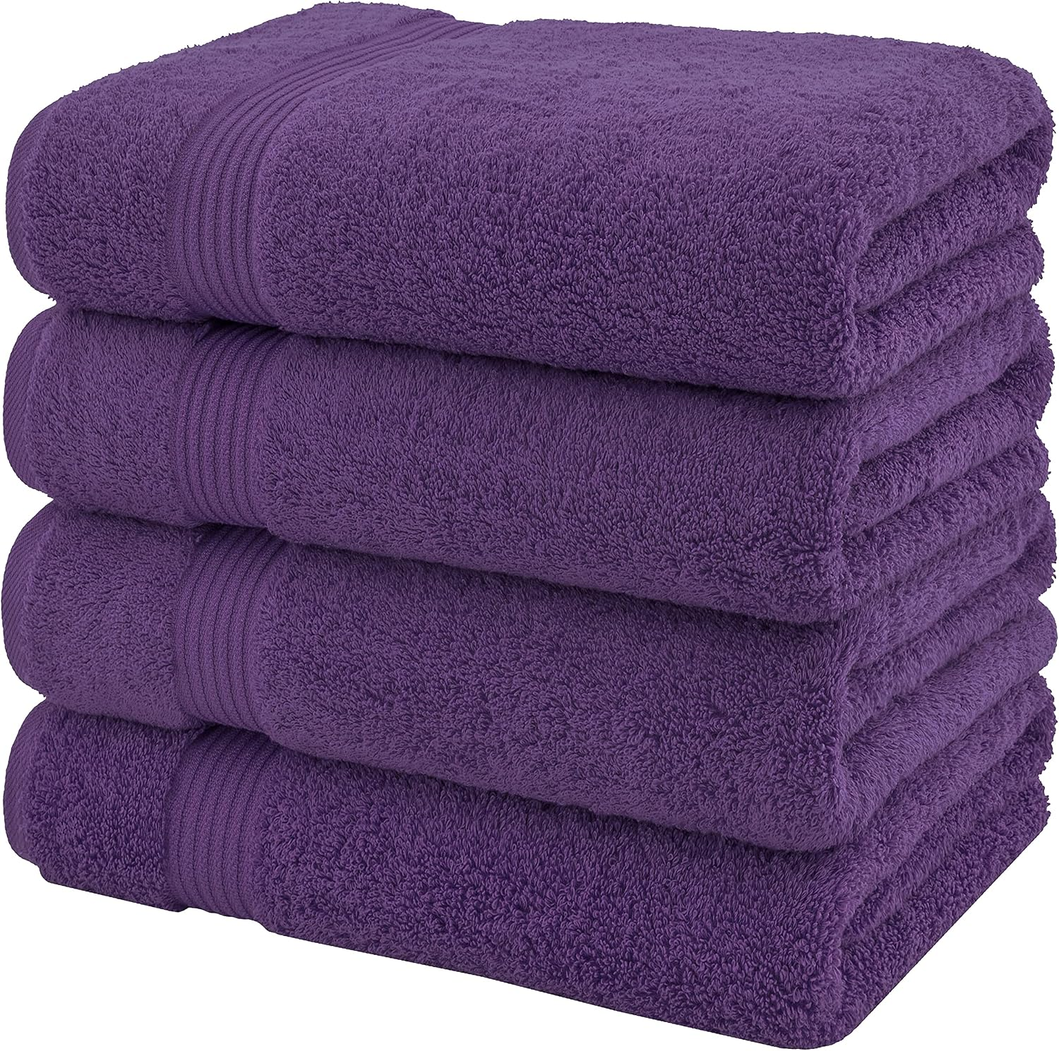 Premium Turkish Bath Towels 4 Pack – 100% Cotton, 27" x 54" Extra Large, Soft, Absorbent & Quick-Drying Bathroom Towels – Purple - Image 4