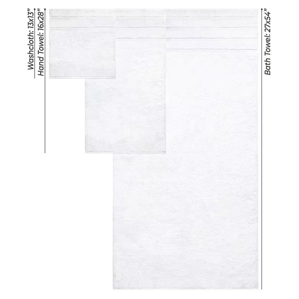 Bath Towel Set 100% Turkish Cotton 3 Piece Towels for Bathroom- Bright White - Image 3
