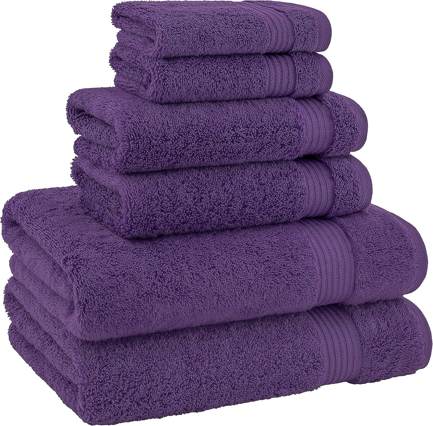 , 100% Cotton Turkish 6 Piece Towel Set, Luxury Towels Set of 6 for Bathroom Essentials, 2 Bath Towels 2 Hand Towels 2 Washcloths, Purple - Image 4