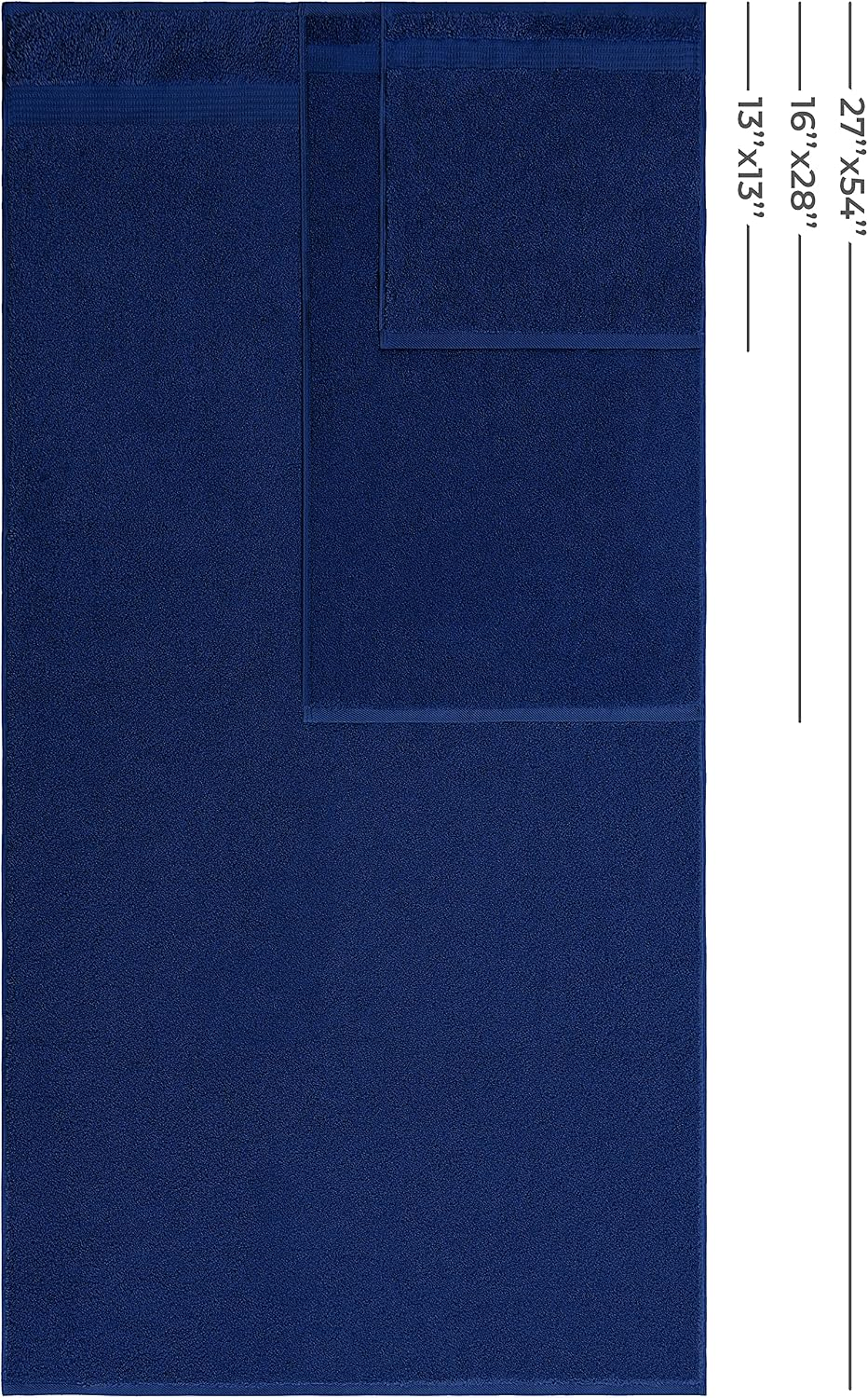 American Veteran 100% Cotton Turkish 6 Piece Luxury Towel Set - 2 Bath, 2 Hand, 2 Washcloths in Navy Blue - Image 3