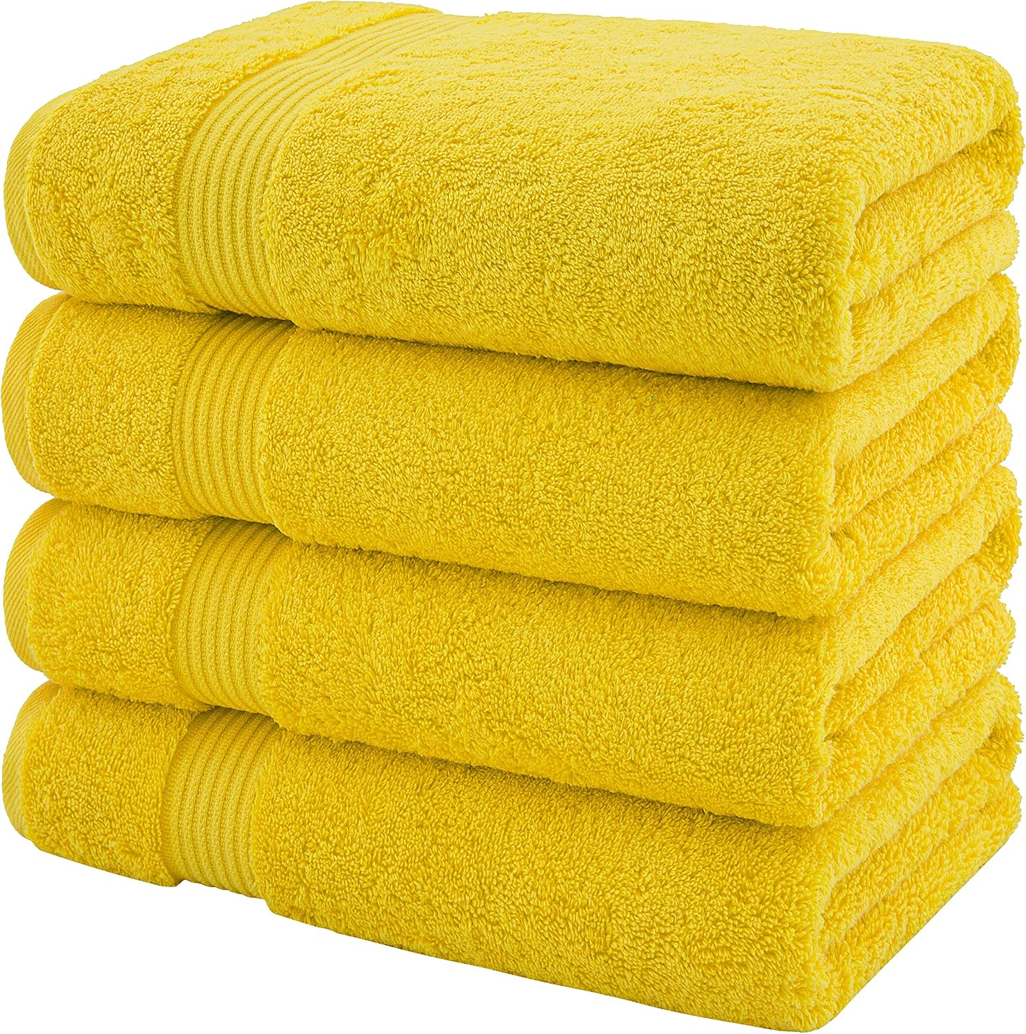 Premium Turkish Bath Towels 4 Pack – 100% Cotton, 27" x 54" Extra Large, Soft, Absorbent & Quick-Drying Bathroom Towels – Yellow - Image 4