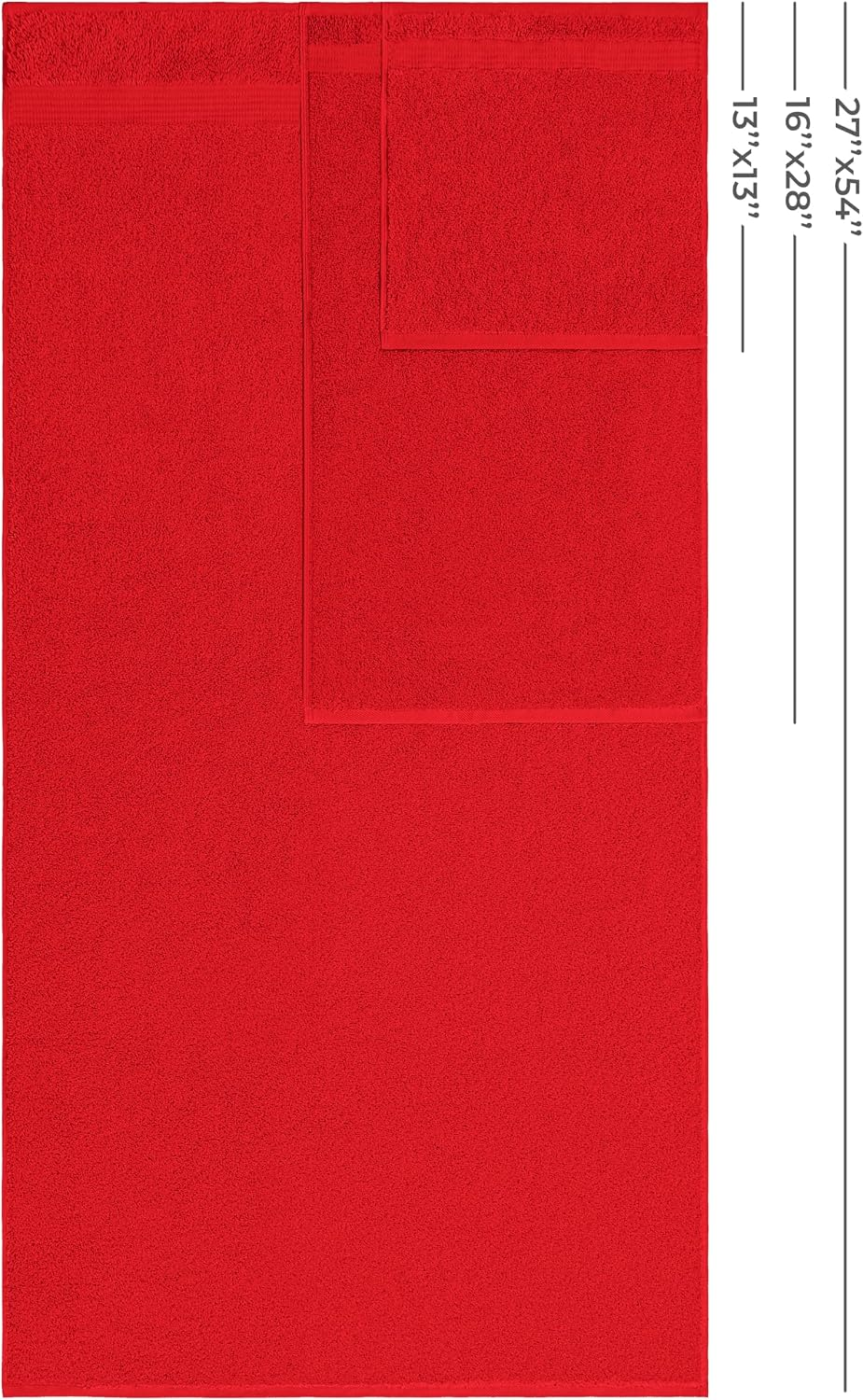 , 100% Cotton Turkish 6 Piece Towel Set, Luxury Towels Set of 6 for Bathroom Essentials, 2 Bath Towels 2 Hand Towels 2 Washcloths, Red - Image 2