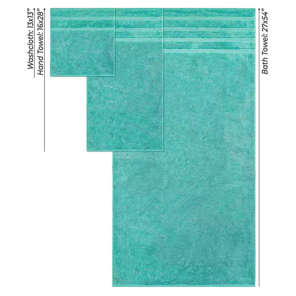 Bath Towel Set 100% Turkish Cotton 3 Piece Towels for Bathroom- Turquoise Blue - Image 3