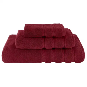 Premium 3-Piece Bath Towel Set – 100% Turkish Cotton, Soft & Absorbent – Burgundy Red