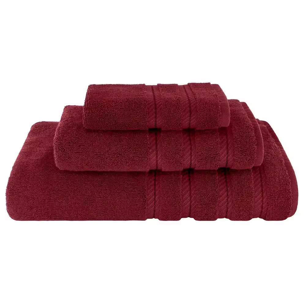Premium 3-Piece Bath Towel Set – 100% Turkish Cotton, Soft & Absorbent – Burgundy Red