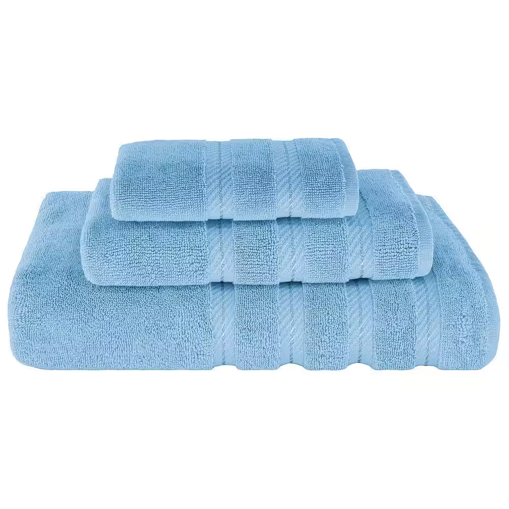 Bath Towel Set 100% Turkish Cotton 3 Piece Towels for Bathroom- Sky Blue
