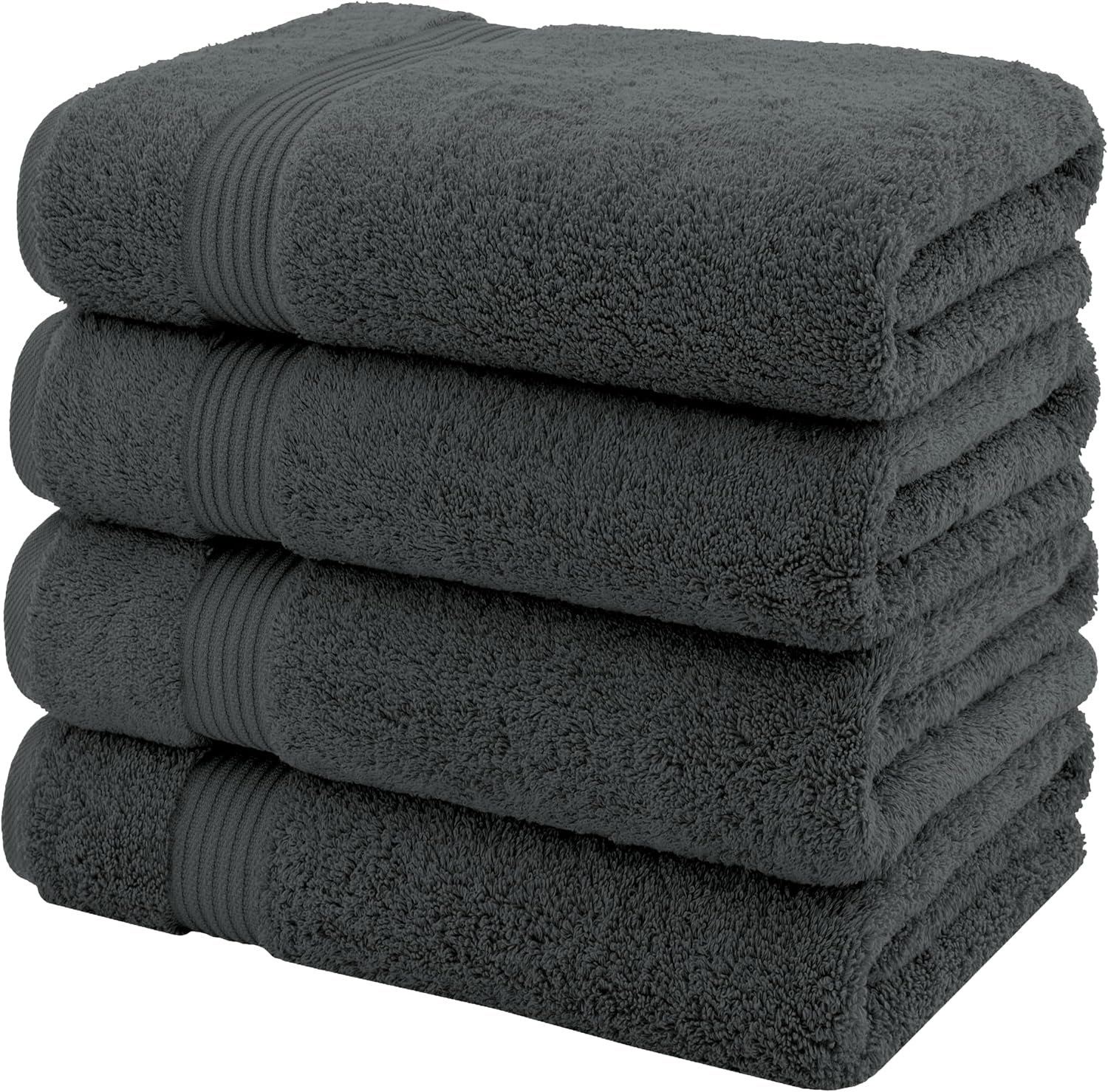 100% Cotton Turkish Bath Towels for Bathroom, 4 Pack, 27" x 54" Extra Large Premium Soft & Absorbent Towels, Quick-Drying, Fluffy and Durable Cotton Bathroom Towels for Home, Hotel, Spa & Gym – Dark Gray - Image 5