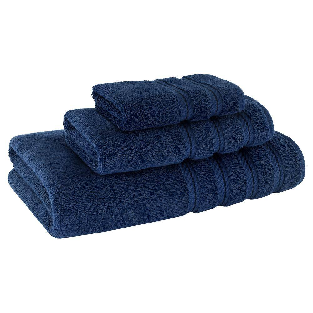 100% Turkish Cotton 3 Piece Bath Towel Set for Bathroom – Soft, Absorbent & Fluffy Premium Towels, Includes Bath Towel, Hand Towel & Washcloth, Quick-Dry, Durable Luxury Bathroom Towel Set – Navy Blue - Image 2