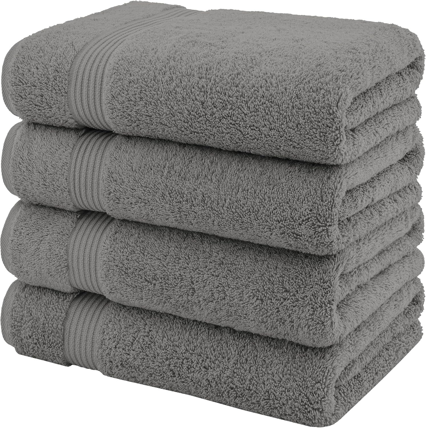100% Cotton Turkish Bath Towels for Bathroom, 4 Pack, 27" x 54" Extra Large Premium Towels, Soft, Highly Absorbent & Quick Drying, Plush and Comfortable Everyday Bathroom Towels for Home, Hotel & Spa – Light Grey - Image 5