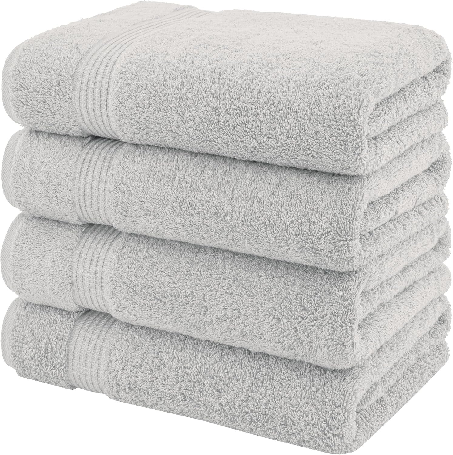 100% Cotton Turkish Bath Towels – 4 Pack, 27" x 54" Extra Large, Premium Soft, Absorbent & Quick-Dry Bathroom Towels – Silver Grey - Image 5