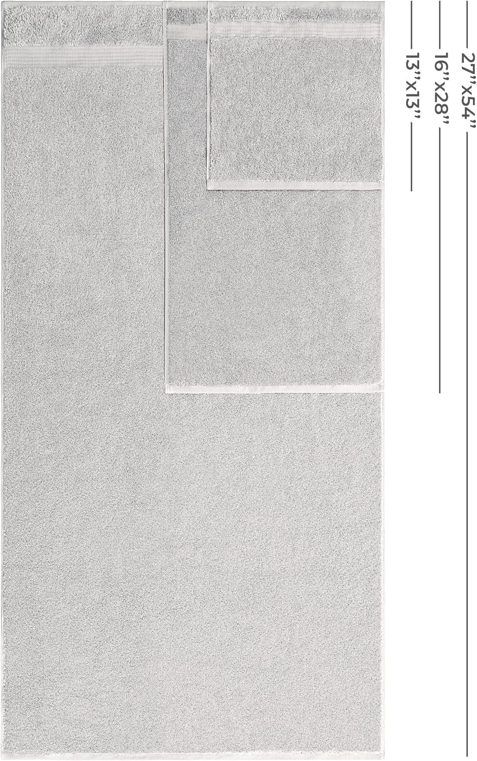 100% Cotton Turkish 6-Piece Towel Set – Luxury Soft & Absorbent Bathroom Towels, Includes 2 Bath Towels, 2 Hand Towels & 2 Washcloths, Premium Quick-Dry Everyday Bathroom Essentials – Silver Grey - Image 3