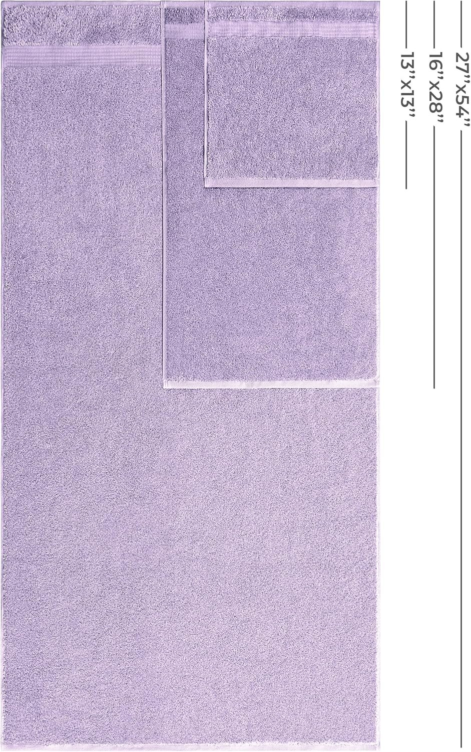 100% Cotton Turkish 6 Piece Towel Set, Luxury Soft & Absorbent Bathroom Towels, Includes 2 Bath Towels, 2 Hand Towels & 2 Washcloths, Premium Quick-Dry Turkish Cotton Bathroom Essentials, Lilac - Image 4