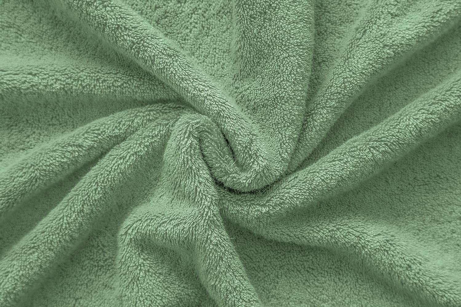 100% Cotton Turkish 6 Piece Towel Set – Luxury Soft & Absorbent Bathroom Towels, Includes 2 Bath Towels, 2 Hand Towels & 2 Washcloths, Premium Quick-Dry Bathroom Essentials for Home, Hotel & Spa – Sage Green - Image 3