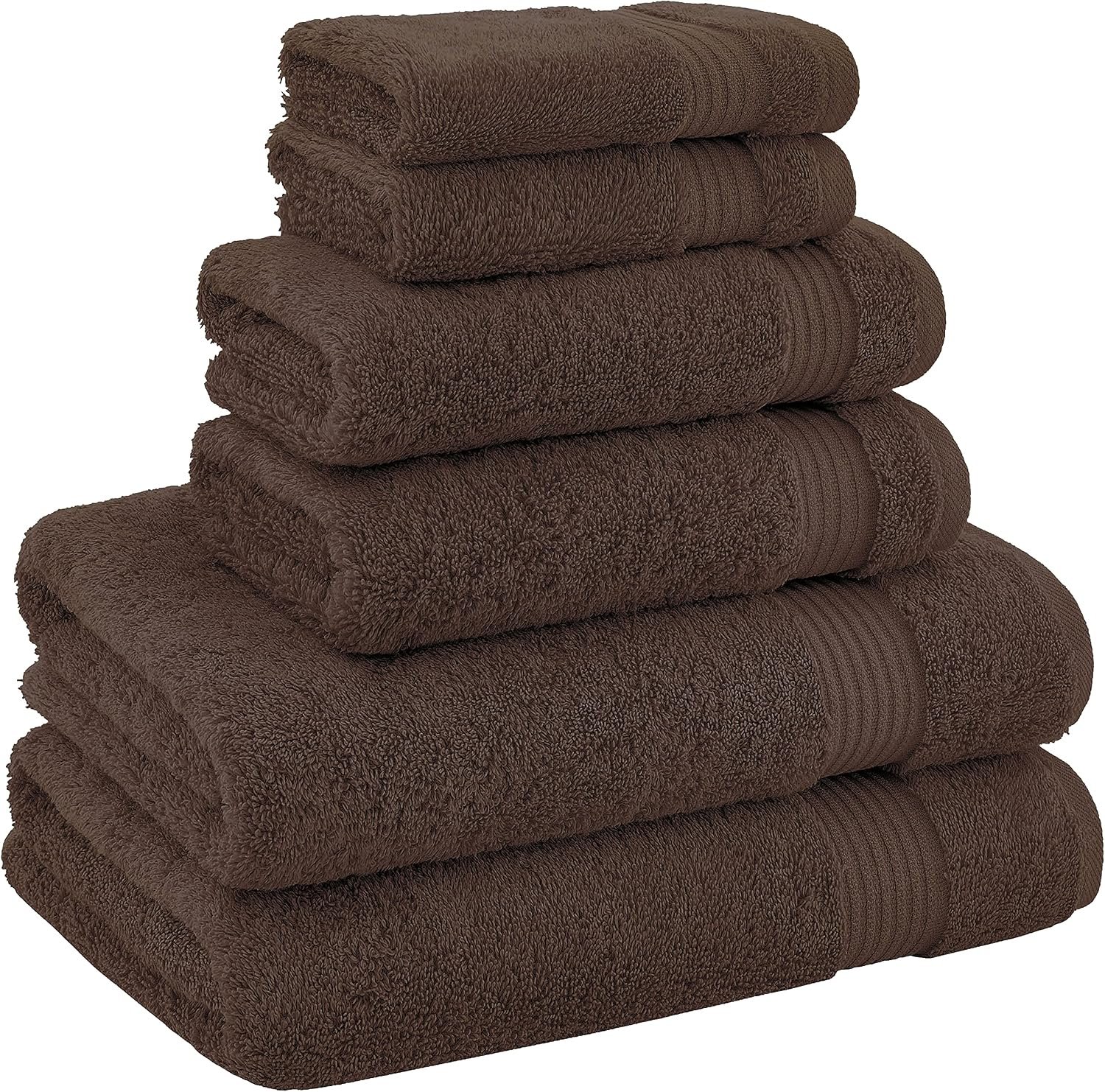 100% Cotton Turkish 6 Piece Towel Set for Bathroom, Luxury Soft & Absorbent Towels, Includes 2 Bath Towels, 2 Hand Towels & 2 Washcloths, Premium Quick-Dry Bathroom Essentials for Home, Hotel & Guest Bath, Brown - Image 5