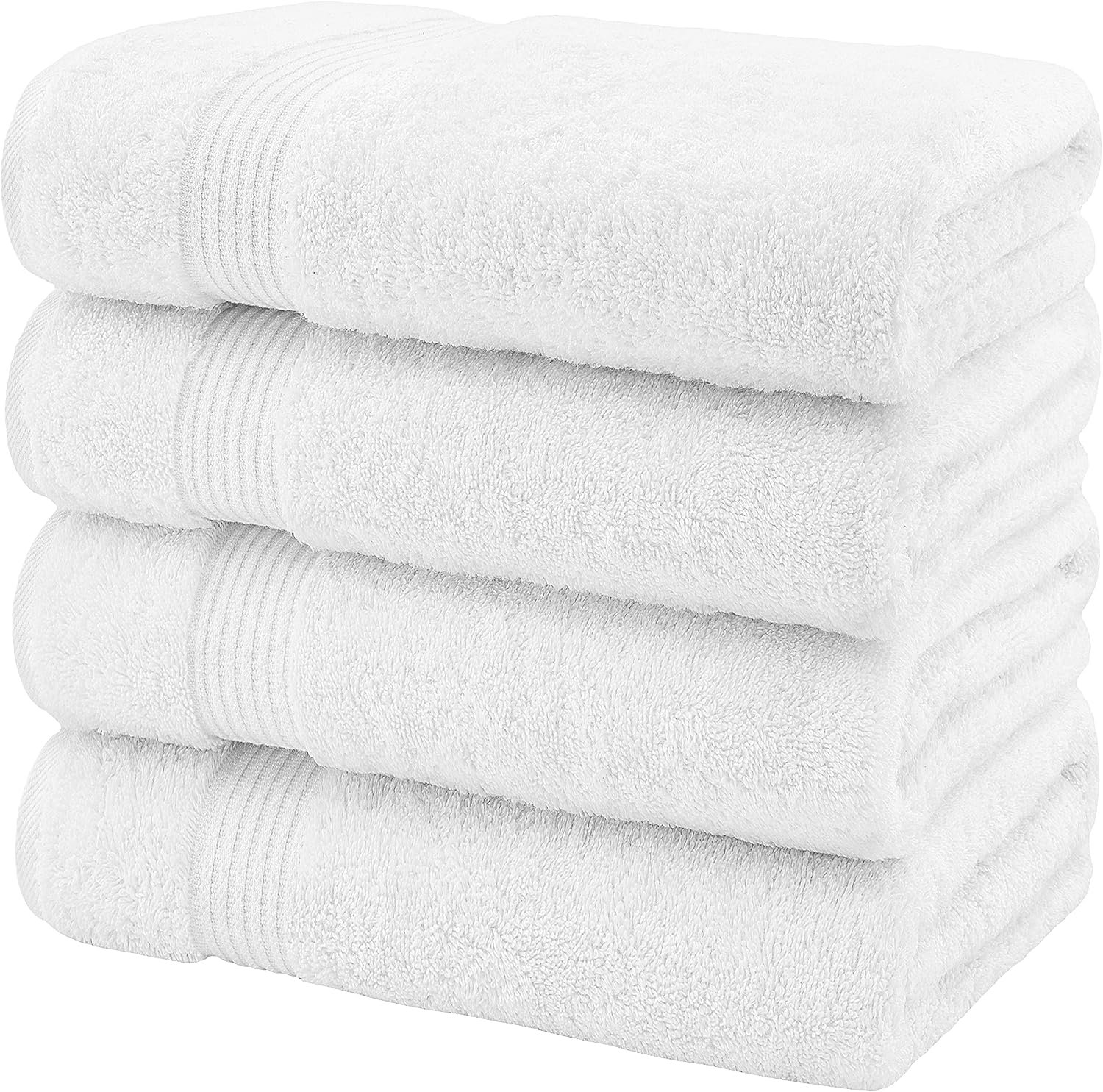 100% Turkish Cotton Bath Towels – 4-Pack, 27" × 54" Extra-Large, Premium Soft, Highly Absorbent & Quick-Drying Bathroom Towels, White - Image 5