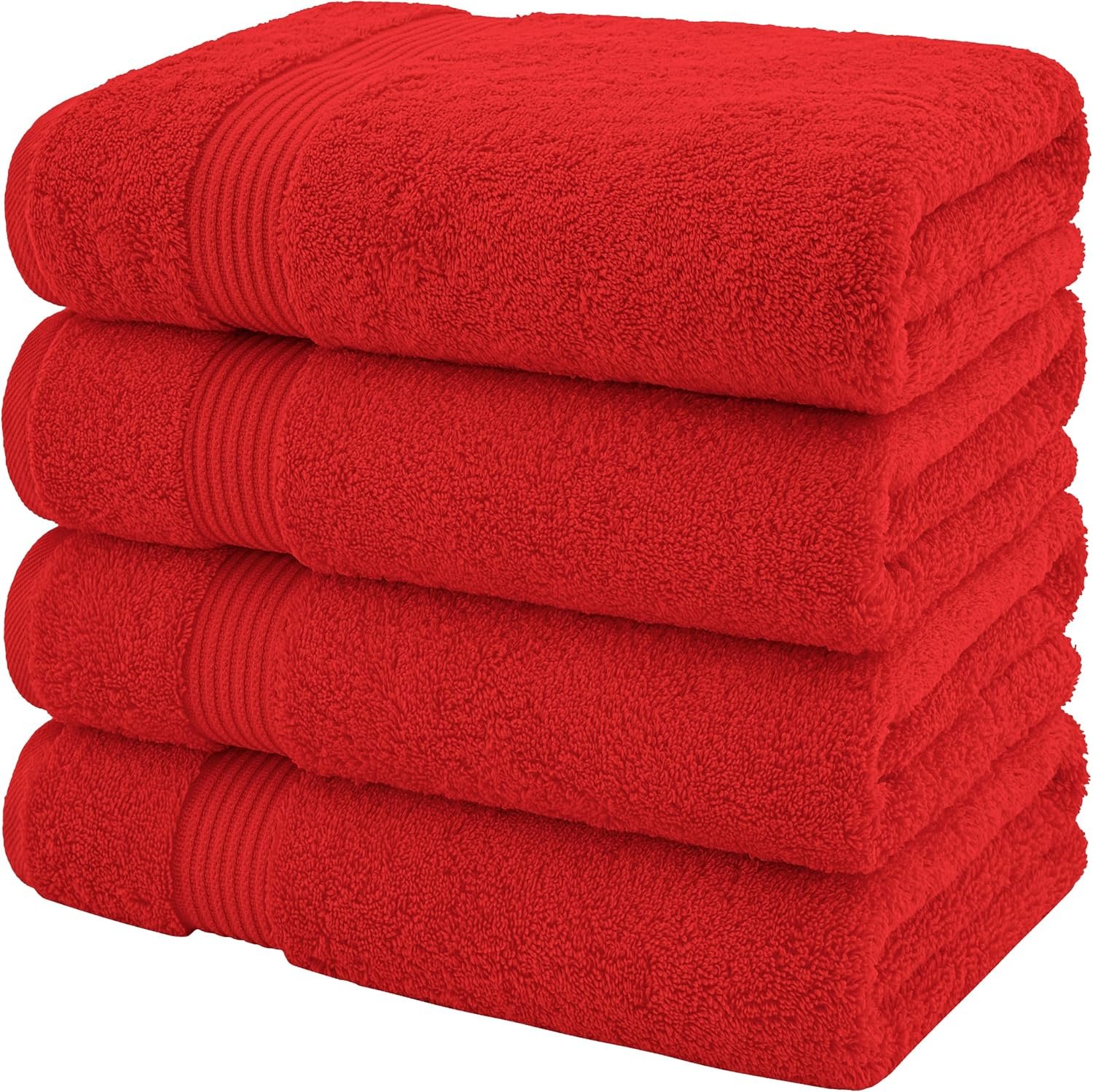 100% Cotton Turkish Bath Towels for Bathroom, 4 Pack, 27" x 54" Extra Large Premium Towels, Soft, Absorbent & Quick Drying, Plush and Comfortable Everyday Bathroom Towels for Home, Hotel, Spa & Gym – Red - Image 5