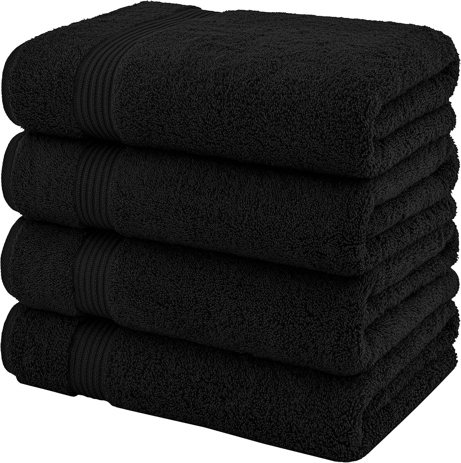 100% Cotton Turkish Bath Towels for Bathroom, 4 Pack, 27" x 54" Extra Large Premium Towels, Ultra Soft, Highly Absorbent, Quick Drying, Fluffy and Durable Cotton Bathroom Towels for Home, Hotel, Spa & Gym – Black - Image 5