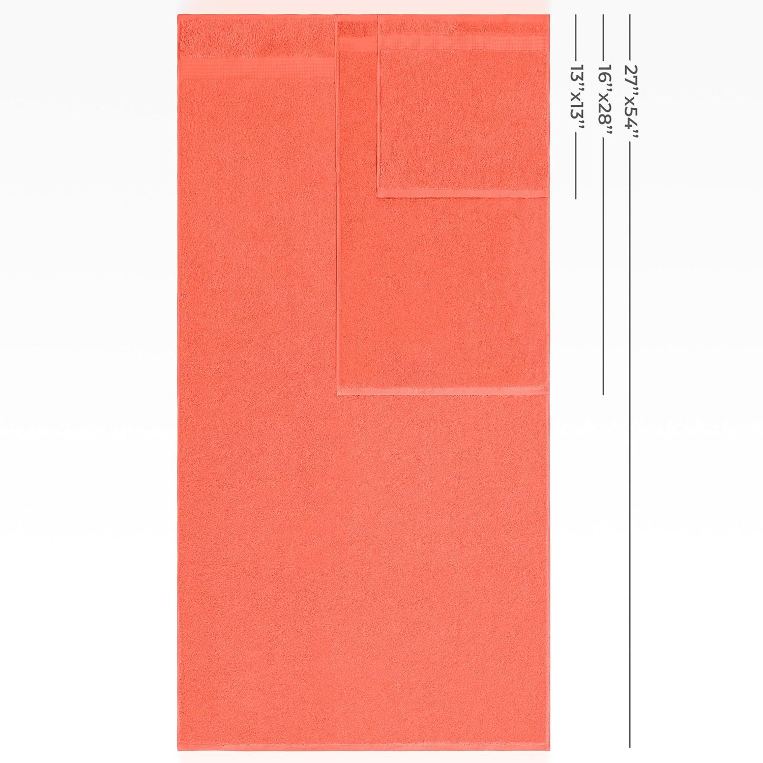 100% Cotton Turkish 6-Piece Towel Set – Luxury Soft & Absorbent Bathroom Essentials with 2 Bath Towels, 2 Hand Towels & 2 Washcloths. Premium, Durable and Quick-Drying Towel Set for Home, Guest Bath & Spa – Coral. - Image 4
