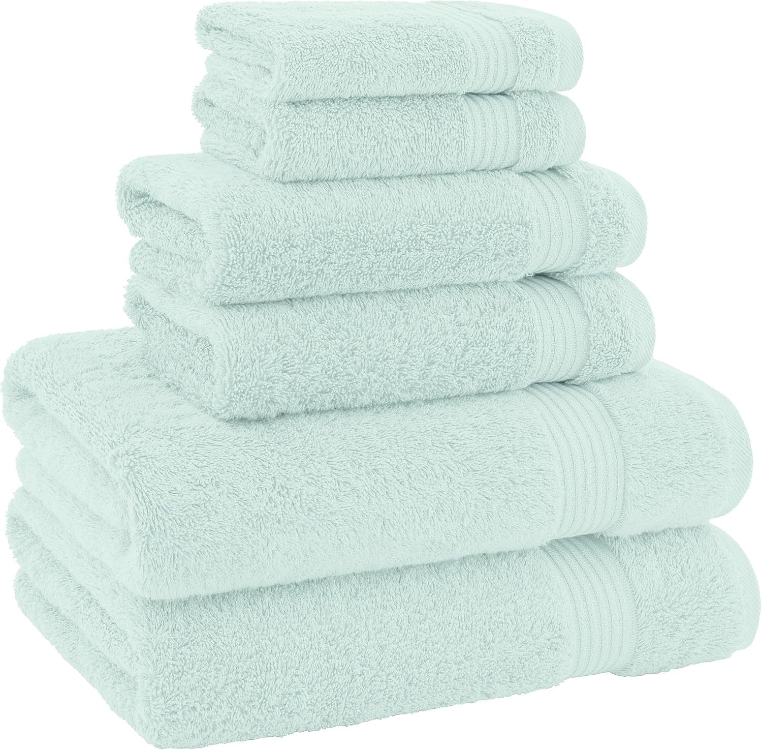 100% Cotton Turkish 6-Piece Towel Set – Luxury Soft & Absorbent Bathroom Essentials, Includes 2 Bath Towels, 2 Hand Towels & 2 Washcloths, Premium Quick-Dry Turkish Cotton Towels for Home, Hotel & Spa – Mint Green - Image 4