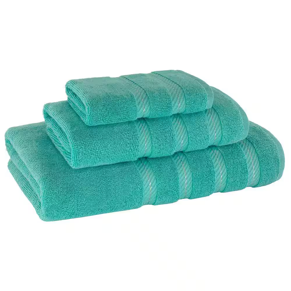 Bath Towel Set 100% Turkish Cotton 3 Piece Towels for Bathroom- Turquoise Blue - Image 2
