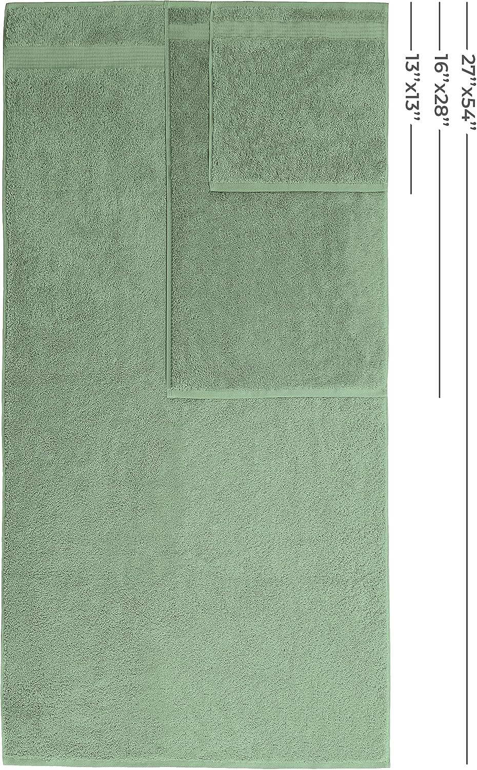 100% Cotton Turkish 6 Piece Towel Set – Luxury Soft & Absorbent Bathroom Towels, Includes 2 Bath Towels, 2 Hand Towels & 2 Washcloths, Premium Quick-Dry Bathroom Essentials for Home, Hotel & Spa – Sage Green - Image 4