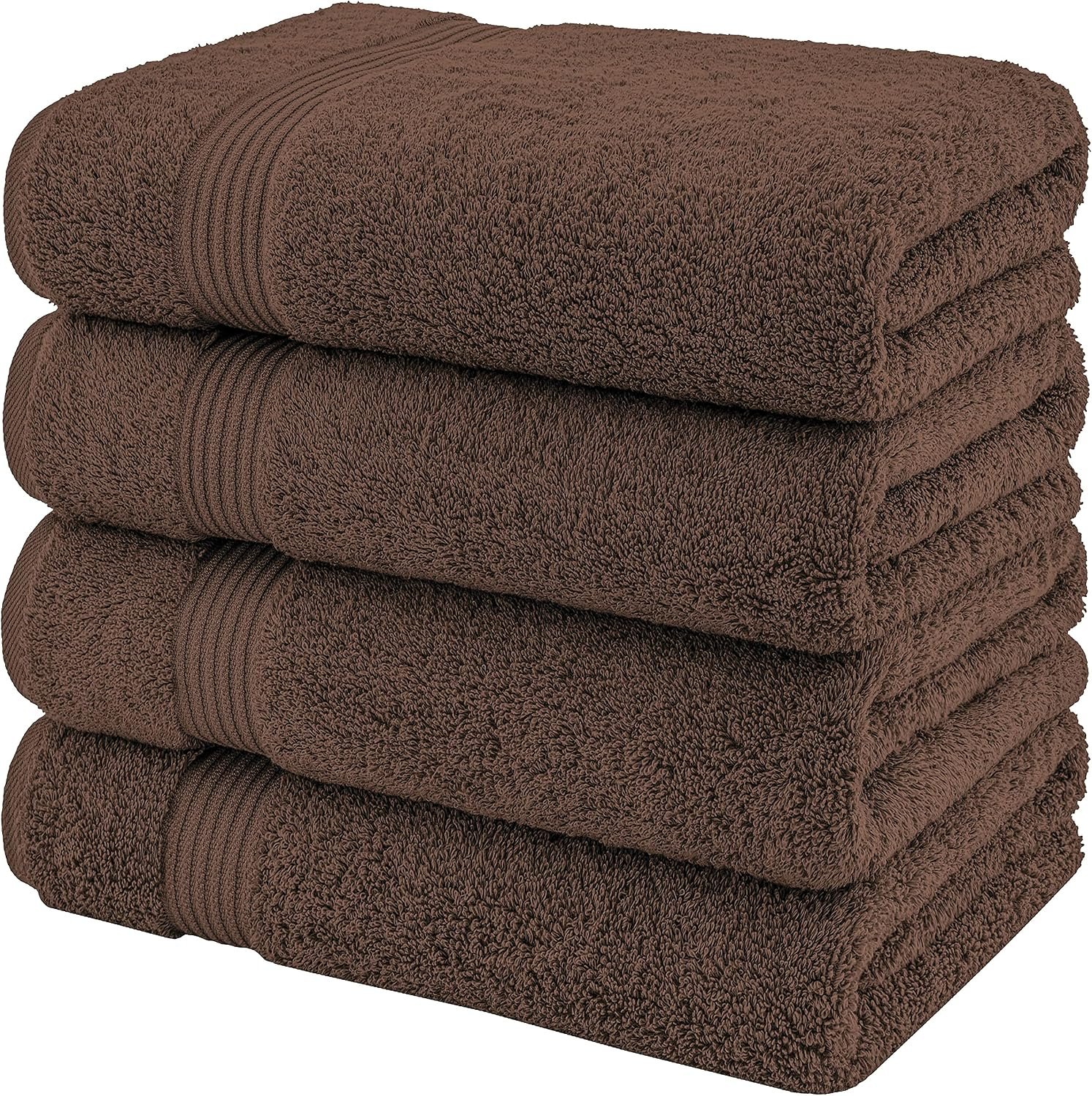 100% Cotton Turkish Bath Towels for Bathroom, 4 Pack, 27" x 54" Extra Large Premium Towels, Soft, Highly Absorbent, Quick Drying, Fluffy and Durable Everyday Bathroom Towels for Home, Hotel, Spa & Gym – Brown - Image 5