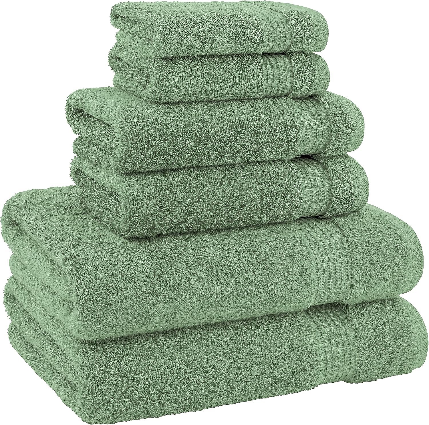 100% Cotton Turkish 6 Piece Towel Set – Luxury Soft & Absorbent Bathroom Towels, Includes 2 Bath Towels, 2 Hand Towels & 2 Washcloths, Premium Quick-Dry Bathroom Essentials for Home, Hotel & Spa – Sage Green - Image 5