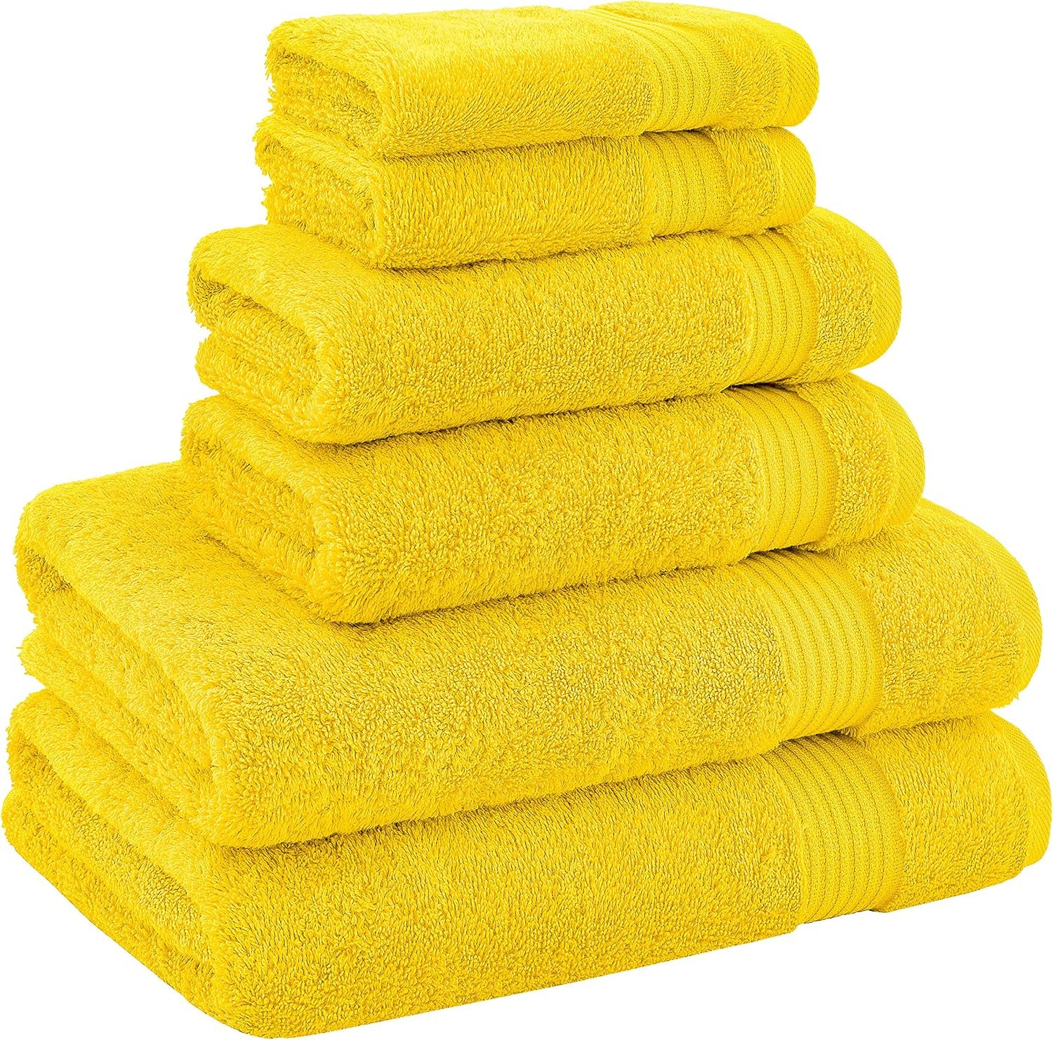 100% Cotton Turkish 6-Piece Towel Set – Luxury Soft & Absorbent Bathroom Towels, Includes 2 Bath Towels, 2 Hand Towels & 2 Washcloths, Premium Quick-Dry Towels for Bathroom Essentials, Home, Hotel & Spa – Yellow - Image 5