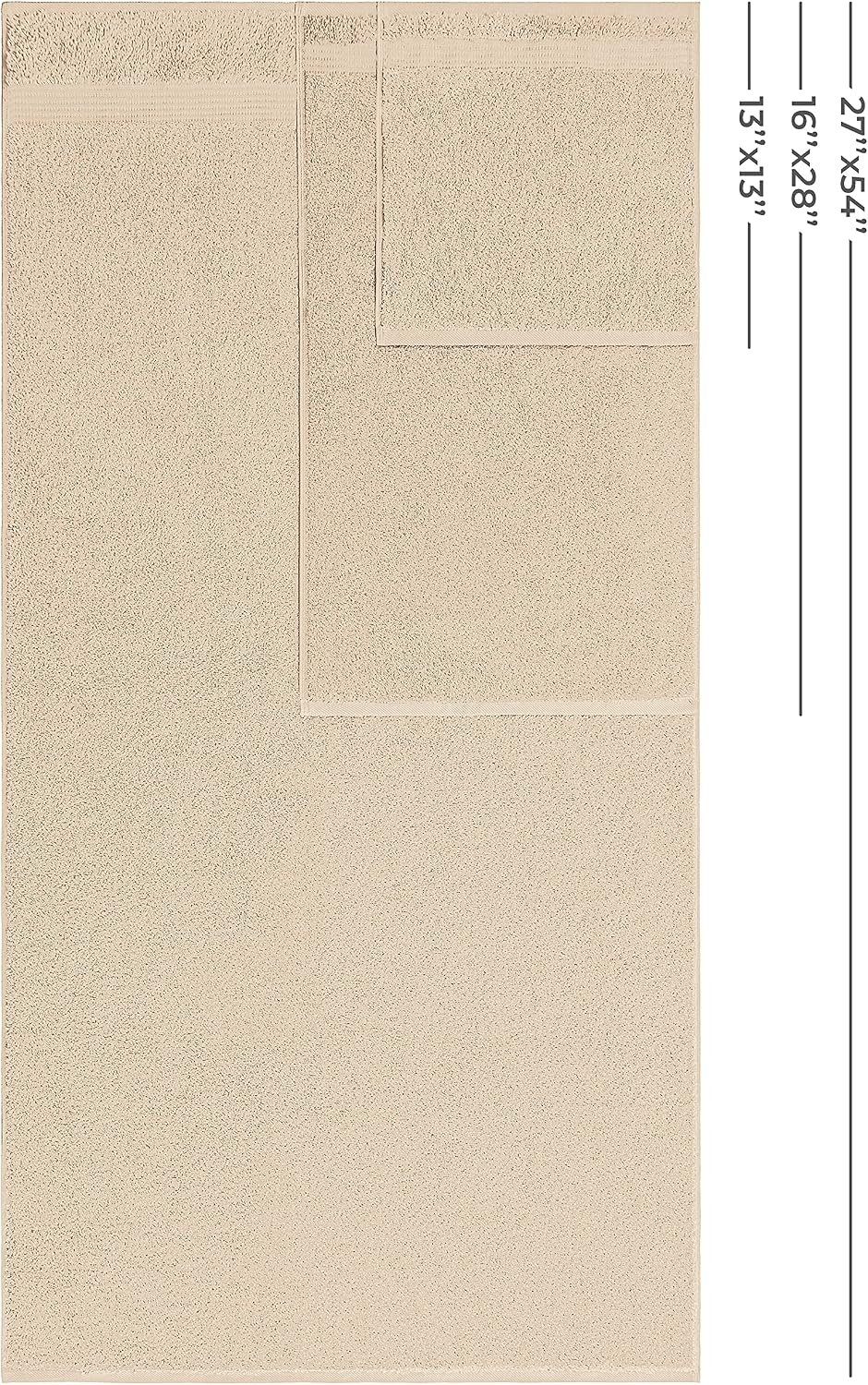 American Veteran 6-Piece Luxury Towel Set – 100% Cotton Turkish Towels, Soft, Absorbent & Quick Dry Bathroom Set with 2 Bath Towels, 2 Hand Towels & 2 Washcloths, Premium Hotel Quality, Beige - Image 4