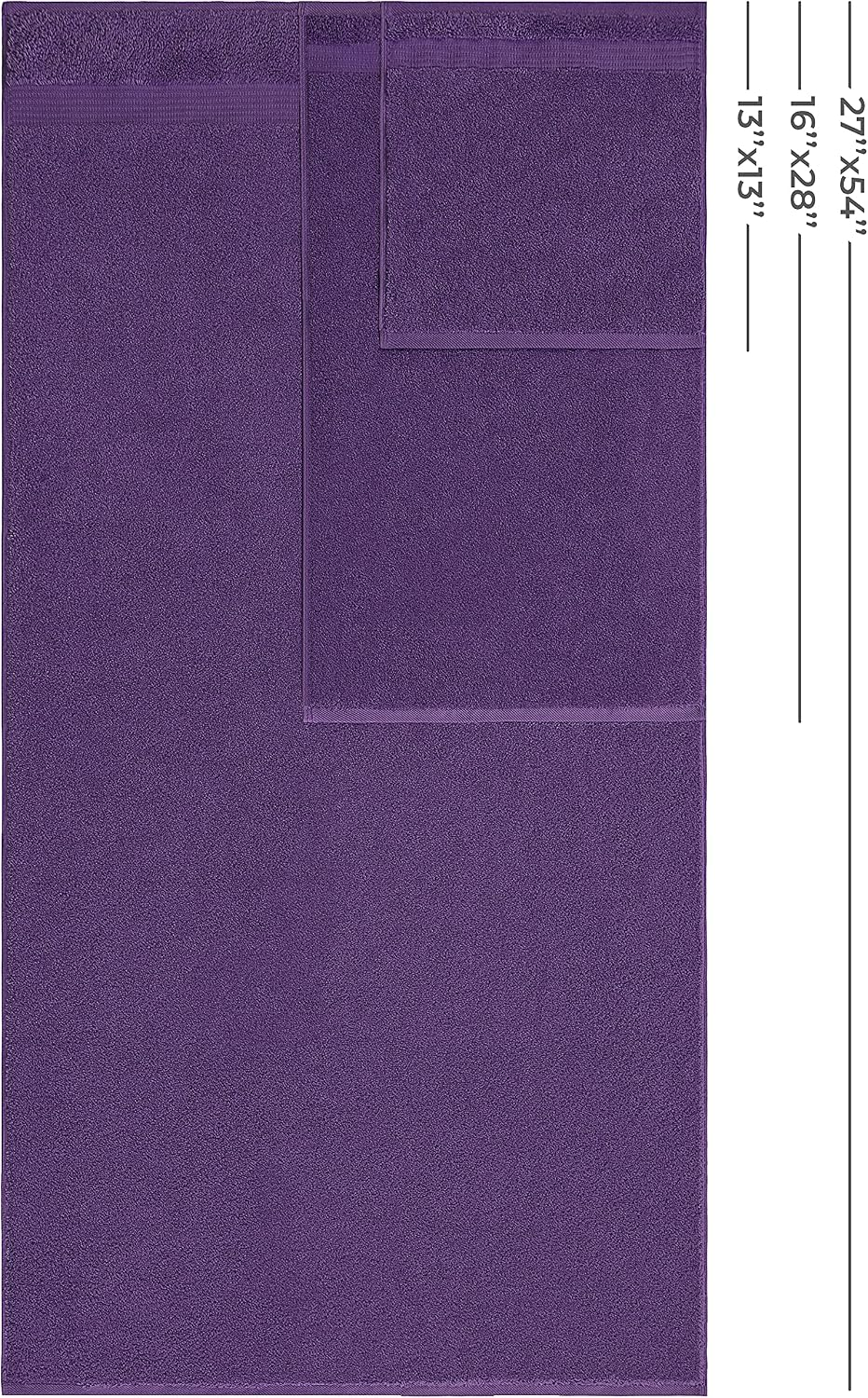 , 100% Cotton Turkish 6 Piece Towel Set, Luxury Towels Set of 6 for Bathroom Essentials, 2 Bath Towels 2 Hand Towels 2 Washcloths, Purple - Image 3