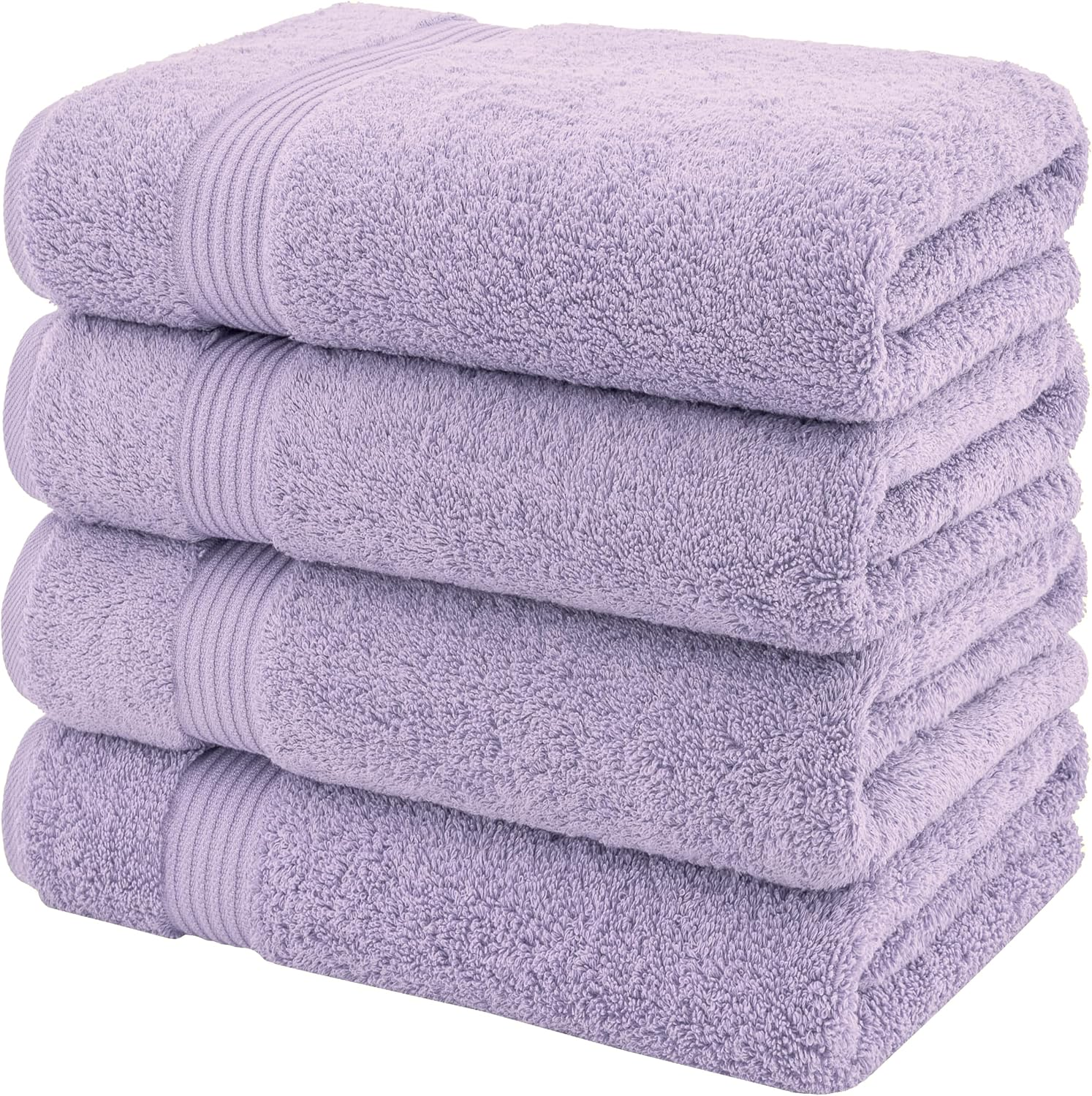 100% Cotton Turkish Bath Towels for Bathroom, 4 Pack, 27" x 54" Extra Large Premium Towels, Soft, Absorbent & Quick Drying, Fluffy Lightweight Luxury Bathroom Towels for Home, Spa, Hotel & Gym – Lilac - Image 4