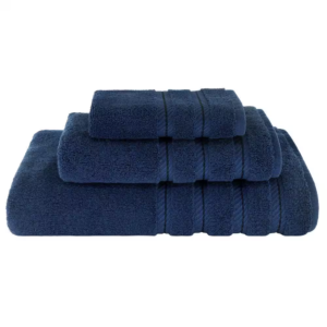 100% Turkish Cotton 3 Piece Bath Towel Set for Bathroom – Soft, Absorbent & Fluffy Premium Towels, Includes Bath Towel, Hand Towel & Washcloth, Quick-Dry, Durable Luxury Bathroom Towel Set – Navy Blue