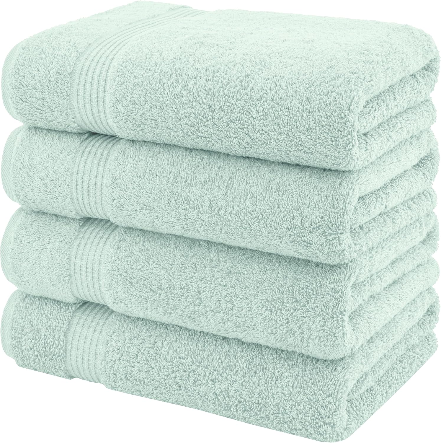 100% Turkish Cotton Bath Towels – 4-Pack, 27" × 54" Extra-Large, Premium Soft, Highly Absorbent & Quick-Drying Bathroom Towels, Mint Green - Image 4