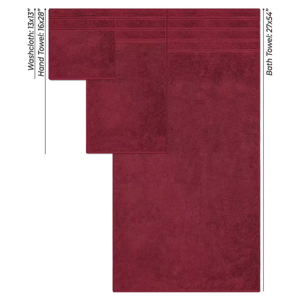 Premium 3-Piece Bath Towel Set – 100% Turkish Cotton, Soft & Absorbent – Burgundy Red - Image 3
