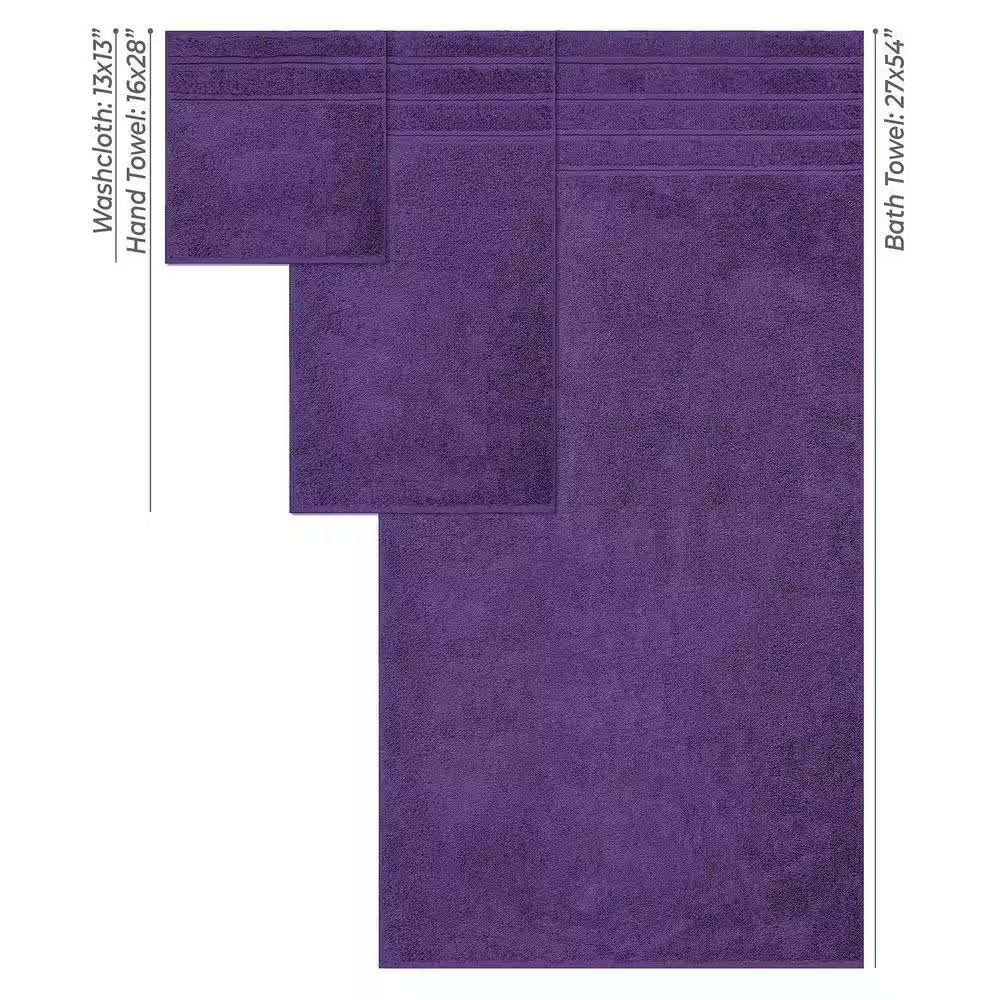 Bath Towel Set 100% Turkish Cotton 3 Piece Towels for Bathroom- Violet Purple - Image 3