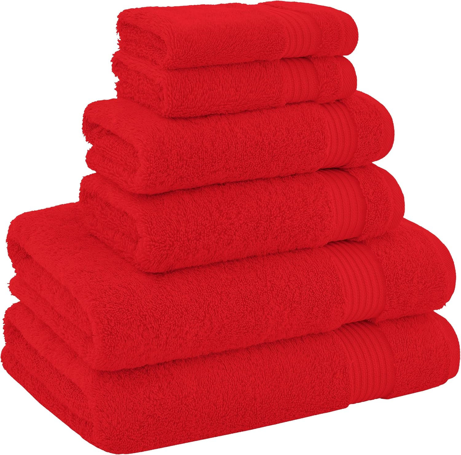 , 100% Cotton Turkish 6 Piece Towel Set, Luxury Towels Set of 6 for Bathroom Essentials, 2 Bath Towels 2 Hand Towels 2 Washcloths, Red - Image 3