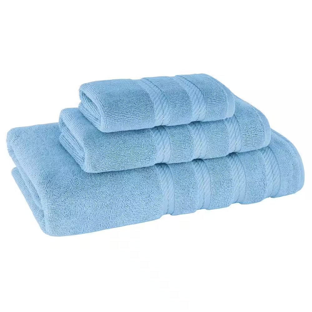 Bath Towel Set 100% Turkish Cotton 3 Piece Towels for Bathroom- Sky Blue - Image 2